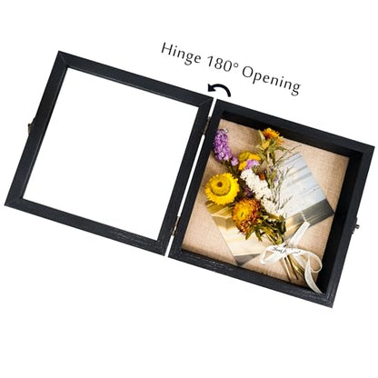 Small Wall Mounted Shadow Box Frame 8x8 with Real Glass,Black - color: Black, size: 8*8