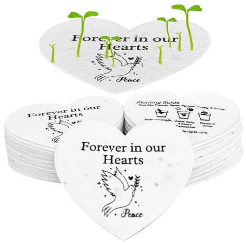 50 Plantable Seed Paper Funeral Favors for Guests - Handmade Seed Cards with Wildflower Seeds for Celebration of Life Events , Memorial Gifts, and Sympathy Cards -2.5 inch x 2 inch