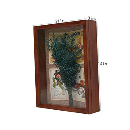 11x14 Deep Shadow Box Frame with Hinged Door, Cherry - color: Cherry, size: 11x14