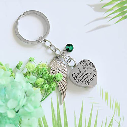 Heart Urn Necklace for Ashes Cremation Jewelry Urn Keychain for Ashes with Birthstone Cremation Keychain - color: May