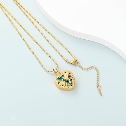 Imrsanl Hummingbird Cremation Jewelry Heart Urn Necklace for Ashes for Women Men Memorial Keepsake Ash Pendants of Loved Ones - color: Gold