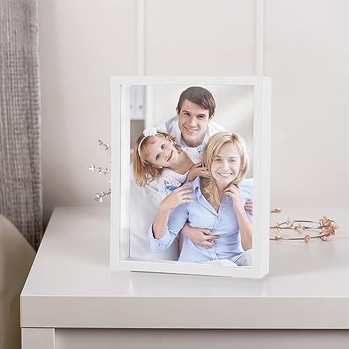 Shadow Box Frame 8x10 - 3 Pack Wood Deep Shadowbox with Glass - size: 8x10-3pcs-white