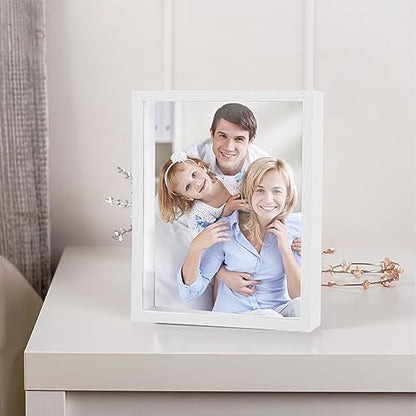 Shadow Box Frame 8x10 - 3 Pack Wood Deep Shadowbox with Glass - size: 8x10-3pcs-white