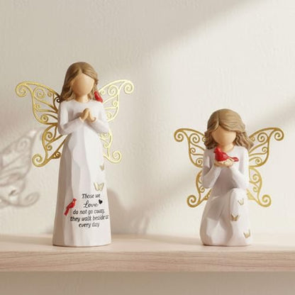 NAN ZAI NAN FANG Cardinal Gifts for Women - 2-Piece Set Angel Figurines | Sympathy Gifts for Loss of Loved One,Mother,Father，Husband-Memorial Cardinal Decor for Home-Resin Sculpted Statue - style: Set