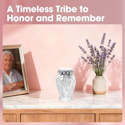 SOITIS Customized Small Urns for Human Ashes Keepsake, 2.83 Inches Urn for Women Men, Customized Aluminum Cremation Urns for Human Ashes-White Keepsake Urn - color: Custom-white
