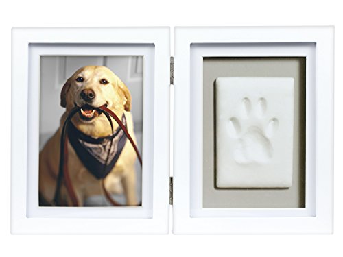 Pearhead Pet Paw Print Memorial Frame with Clay Imprint Kit, White - color: White Pawprint Desk Frame