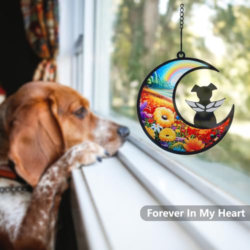 DIY Dog Angel Memorial Suncatcher with Sympathy Card,Rainbow Bridge Dog Memorial Gifts,Loss of Pet Sympathy Gift Dog,Dog Lovers Gifts for Women (2-Rainbow Bridge) - color: 2-rainbow Bridge