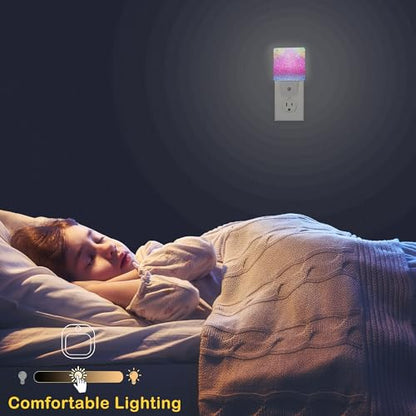 Pink Glitter Night Light,Plug in Night Light, Dusk to Dawn Sensor Nightlights for Stairway/Hallway/Kitchen/Bedroom/Bathroom 0.5W - color: Pink Glitter