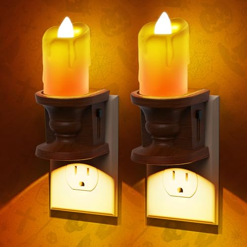L LOHAS LED Night Light, Flameless Candle Night Light, 2 Pack - color: Brown-Amber