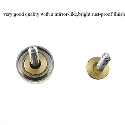 Hahiyo 16mm Diameter Mirror Screws Brushed Stainless Steel Solid Easy Install Brass Washer Decorative Caps Fasteners Nails 8 Pairs for Bathroom Mirrors Panels Kitchen Ceiling Arts Crafts - size: 16mm-8sets