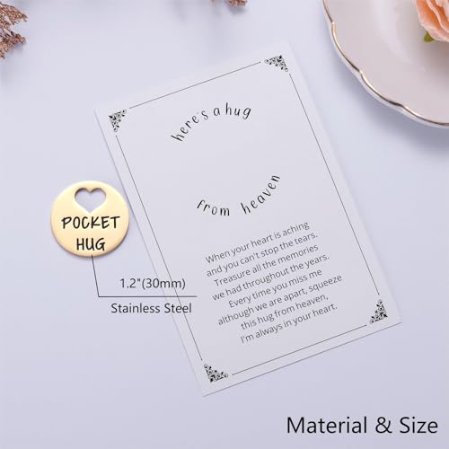 Ralukiia Pocket Hug from Heaven, Metal Engraved Token, Memorial Gift for Loss of Mom Dad Son Daughter Husband Wife Grandpa Grandma Brother Sister, Sympathy Condolence Gifts, Rose Gold - color: rose gold