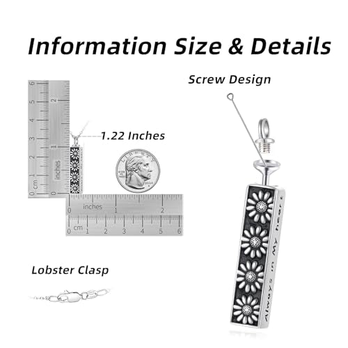Flower Cute Animal Sterling Silver Pendant Urn Ashes Necklace for Women BF0709 - color: Bar *Daisy 1