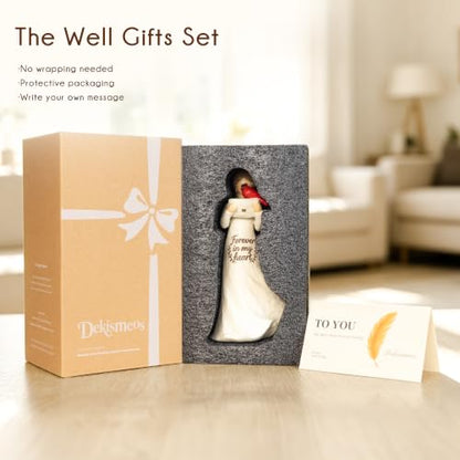Cardinal Angel Resin Figurine Gift for Women, Sympathy Gifts for Loss of Loved One, Memorial for Mantel or Shelf Decor, Girl Holding Letter with Both Hands, Gift-Ready Keepsake - style: Girl Holding Letter