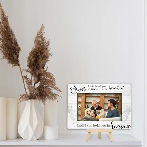 Memorial Gifts for Loss of Son, Memorial Picture Frame, Sympathy Gifts Wooden Photo Frame with Easel, 4x6 Child Loss Picture Frame for Tabletop Display - G02 - style: Loss of Son