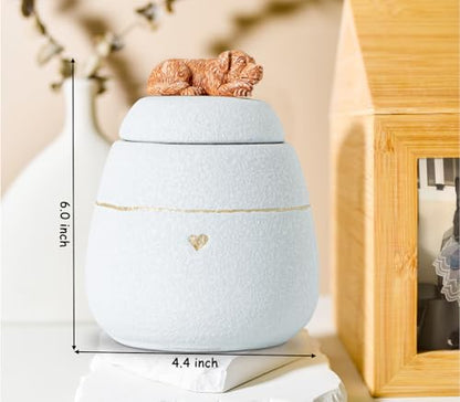 Dog Shaped White Pet Urn for Dogs Ceramic Dog Urns for Ashes Box –Cute Decorative Ashes Container for Dogs
