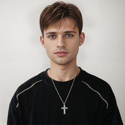 Rope Winding Cross Urn Necklaces for Ashes Cremation Jewelry Pendant Necklace Memorial Keepsake Jewelry Cross Ashes Pendant with Mini Keepsake Urn Memorial - color: Silver