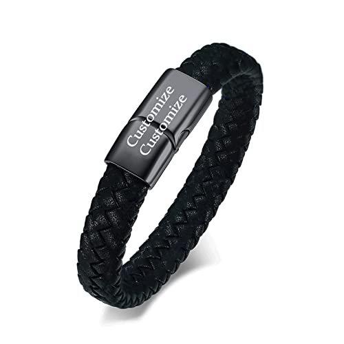 zeqingjw Cremation Memorial Urn Bracelet Made of Genuine Leather, Stainless Steel Cremation Bangle Keepsake Urn Bracelet for Ashes - color: Customize--1
