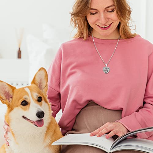 Picture Locket Necklace for Women Men Rose 14K Real Gold 925 Sterling Silver Jewelry Heart Locket Necklace that Holds Pictures Tree of Life Viking Wolf Celtic Knot St Christopher St Michael Pendant - color: H-Heart Paw Photo Locket Necklaces