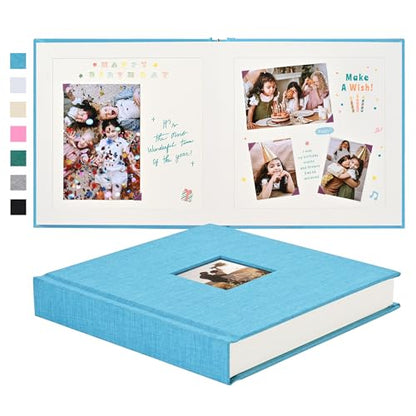 Pssoss 8x8 Inch DIY Scrapbook Album, Linen Hardcover, 40 Pages, Blue - color: Blue, size: 8 x 8 Inch 40 Pages