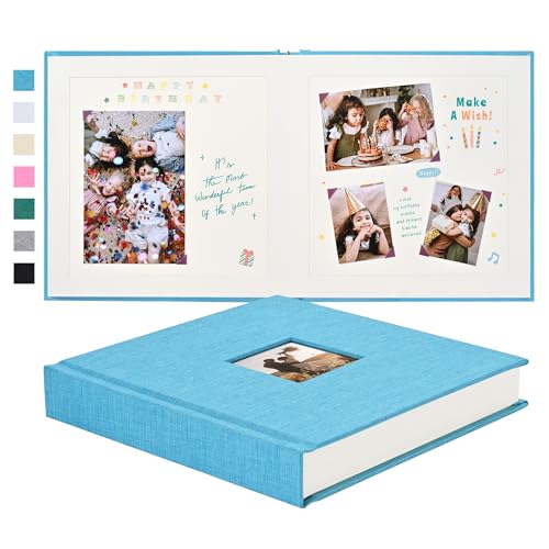 Pssoss 8x8 Inch DIY Scrapbook Album, Linen Hardcover, 40 Pages, Blue - color: Blue, size: 8 x 8 Inch 40 Pages