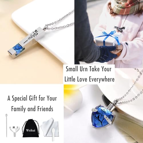 Weikui Cremation Urn Necklace Set of 6 - Small Stainless Steel Urns for Human/Pet Ashes - Keepsake Sharing Urns - Memorial Ashes Holder - Life Tree Pattern - Purple Customized - color: 6pcs-purple Customized