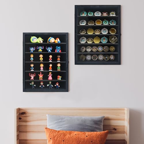 12x16 Wooden Shadow Box Frame with Removable Shelves Deep Display Case for Military Medals Keepsakes Black - color: Black, size: 12x16