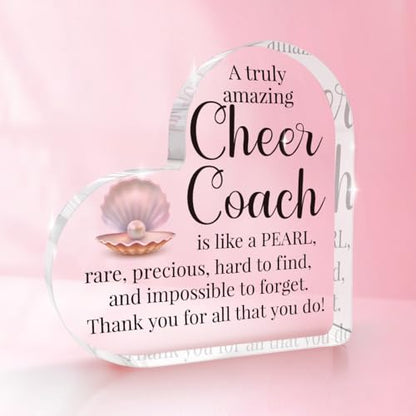 Cheer Coach Acrylic Sign for Women Cheerleading Cheerleader Gifts for Woman Her Thank You Appreciation Present for Physical Education Team Gym Ballet Dance Coach 4 X 4 Inch - color: Cheer Coach