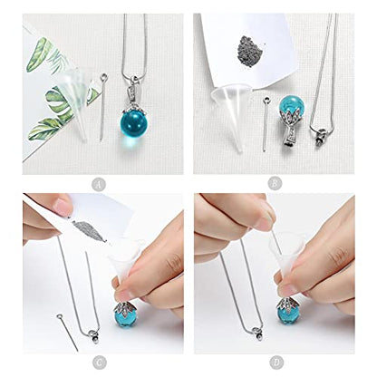 Memorial Jewelry Pearl Urn Necklace - Cremation Ashes Holder Keepsake for Women - color: Light blue