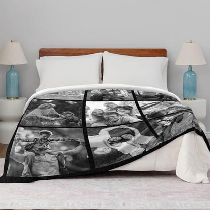 XINLING Custom Memorial Blanket with Pictures for Loss of Loved One Personalized Photo Blanket Customized Sympathy Gifts in Memory of Mom Dad Grandma Grandpa(9 Photos) - color: 9 Photos