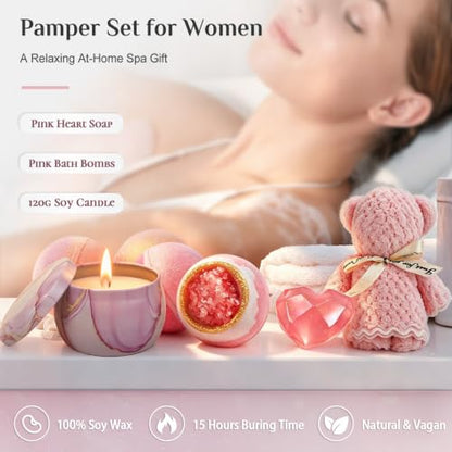 Hug in a Box Gifts for Women, 12-Piece Self Care Gift Package Spa Set | 12-piece birthday, get well soon, thinking of you, sympathy, relaxation spa gift basket for mom, friend, sister