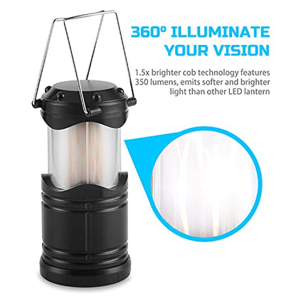 Lichamp 4 Pack LED Camping Lanterns, Collapsible Flameless Candles Tea Lights, Portable Battery Powered Camping Lights Emergency Supplies Kit, Black - color: Black