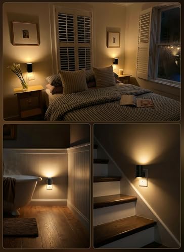 Brightown 2 Pack Black Night Lights with Rotating Plug, Soft White - color: Warm White, size: 2 PACK Black