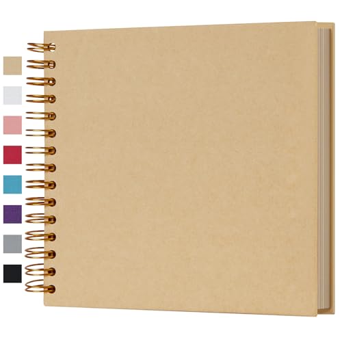 potricher 8 x 8 Inch DIY Scrapbook Album 80 Pages with Kraft Paper, Yellow - color: Yellow, size: 8 Inch 80 Pages