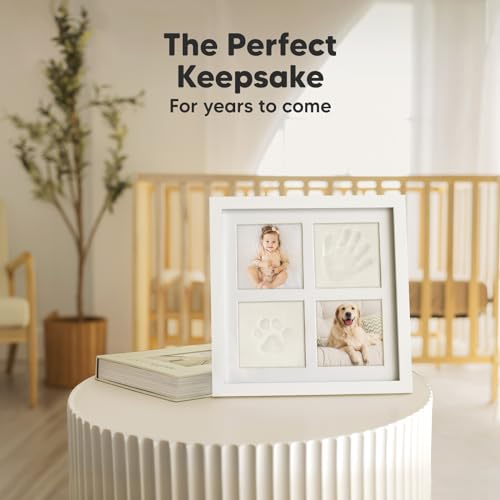KeaBabies Baby Hand and Footprint Kit, Baby Footprint Kit (Alpine White) | Clay Handprint Keepsake Frame, Pets Paw, Newborn Collage Picture Frame, Personalized New Mom Gifts for Showers & Registry - color: Alpine White