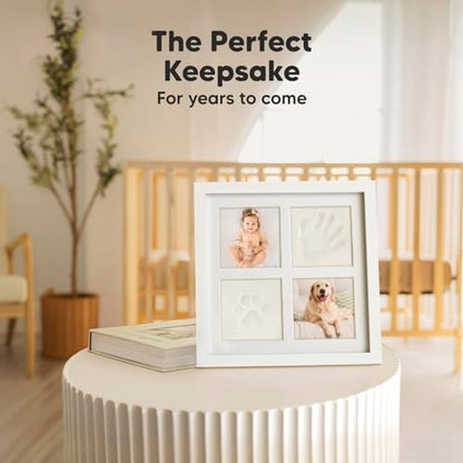 KeaBabies Baby Hand and Footprint Kit, Baby Footprint Kit (Alpine White) | Clay Handprint Keepsake Frame, Pets Paw, Newborn Collage Picture Frame, Personalized New Mom Gifts for Showers & Registry - color: Alpine White