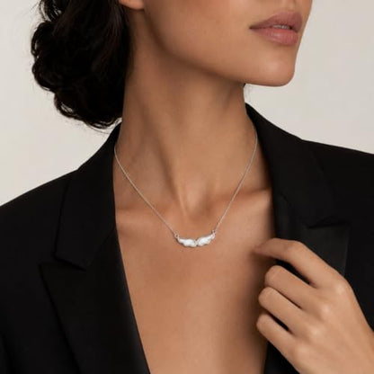 Angel Wings Pearl Necklace for Women - color: Silver