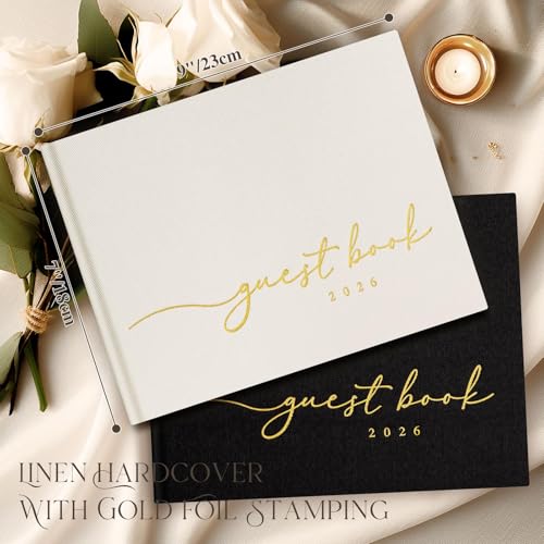 Lanpn Wedding Guest Book 2026 - Linen Hardcover Guestbook Wedding Reception with 108 Blank Pages for Sign in and Photos - Guest Book for Wedding Bridal Shower Baby Shower Party (Cream) - color: Cream