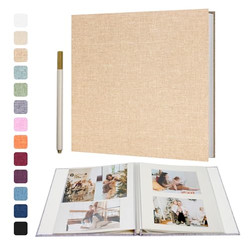 Vienrose Large Photo Album Self Adhesive for 4x6 5x7 8x10 Pictures Scrapbook Album DIY Scrap Book 40 Sticky Pages with A Metallic Pen Khaki | Scrapbook Album, 20 Sheets, 4x6 5x7 8x10 Photos, Metallic Pen, DIY Memory Book, Travel Photos, Birthday Gift - co