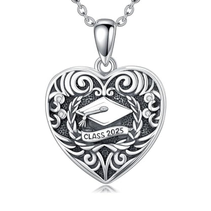Midari Personalized Heart Locket Necklace That Hold 2 Pictures 925 Sterling Silver Oxidized Photo Necklace Memory Custom Photo Lockets Necklaces Jewelry Gifts for Family Women Lover Mom Dad - color: Graduation, style: Locket Only
