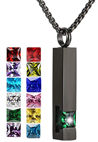 YOUFENG Urn Necklaces for Ashes Birthstone Cube Urns for Human Ashes Memorial Cremation Urn Locket Keepsake Ashes Jewelry - style: May
