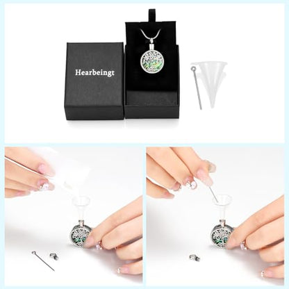 Hearbeingt Tree of Life Urn Necklaces for Ashes Circle Cremation Jewelry - color: B-Customize