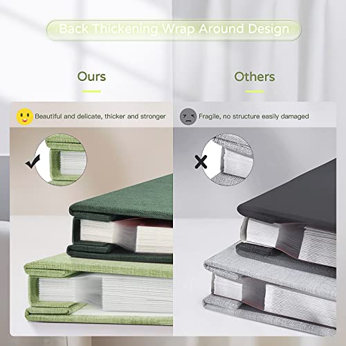 Popotop Large Photo Album Self Adhesive 4x6 5x7 8x10 Scrapbook Album DIY Picture Book,Gifts for Mom,Family Baby and Wedding,with Metal Pen and Plastic Board - color: Grass green, size: 11.5"x10.6"40pages