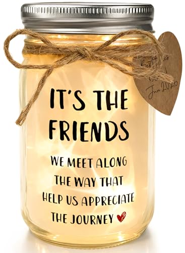Friendship Gifts for Women - Thank You Mason Jar Night Light for Friends | Unique Birthday Present, Meaningful Appreciation Keepsake, Coworker Farewell, Sentimental 15oz Glass - style: THE FRIENDS