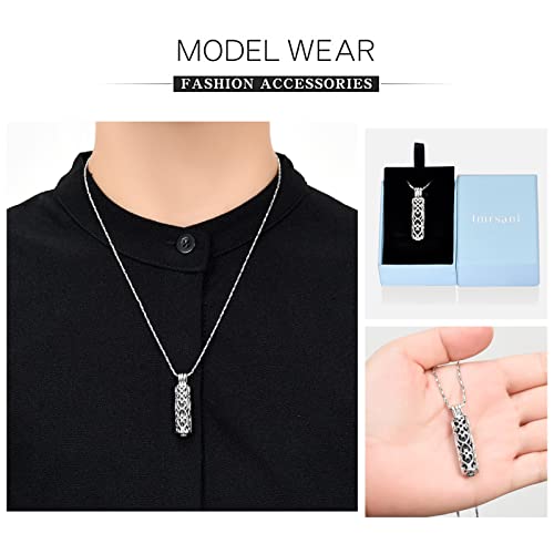 Imrsanl Cylinder Cremation Urn Necklace for Ashes of Loved One - color: Black