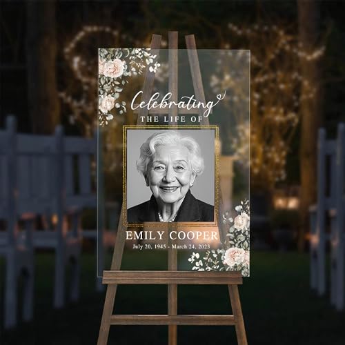 Custom Acrylic Memorial Sign For Celebration of Life – Transparent Tribute Display With Personalized Text, Perfect For Funeral Setup, Garden Gathering Or Indoor Welcome Space - color: Background 5