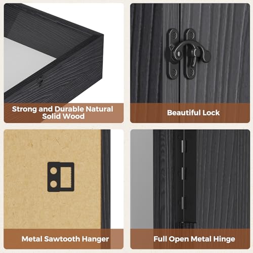 Muzilife 16x20 Large Shadow Box Pine Wood Picture Frame, 3.94 Deep, Black - color: Black, size: 16"x20"