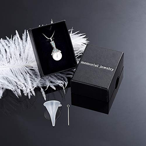 Memorial Jewelry Pearl Urn Necklace - Cremation Ashes Holder Keepsake for Women - color: Blue