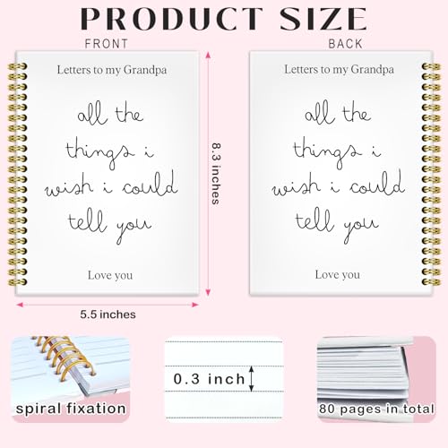 Memorial Gifts for Loss of Grandpa Grief Journal 5.5x8.3, Letters to My Grandpa in Heaven Journal, Remembrance Sympathy Bereavement Gifts for Loss of Grandfather, In Loving Memory Hardcover Spiral Notebook