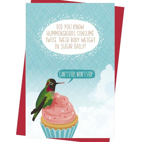 Funny Hummingbird Birthday Card - Humorous & Inspirational Design, Sweet Gift for Sweet-Toothed Friends, Family & Coworkers - color: QY-39