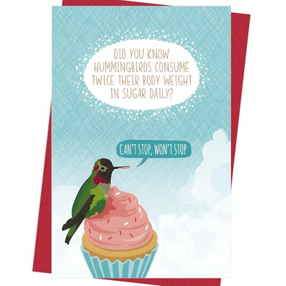 Funny Hummingbird Birthday Card - Humorous & Inspirational Design, Sweet Gift for Sweet-Toothed Friends, Family & Coworkers - color: QY-39